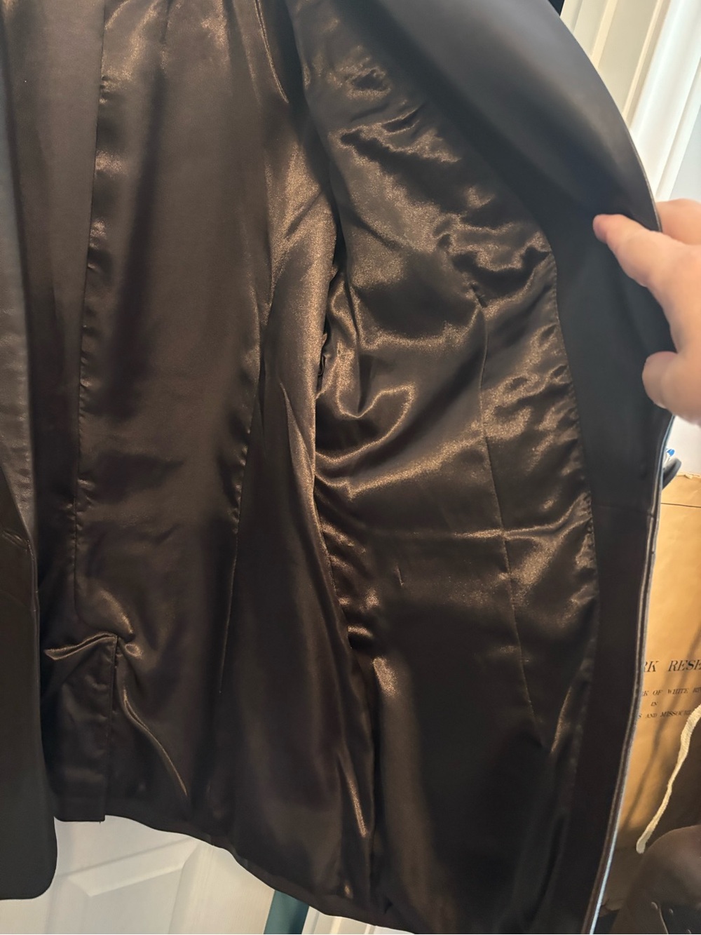 Dark Brown Denim & Co Leather Blazer Jacket - Large - Picture 9 of 12